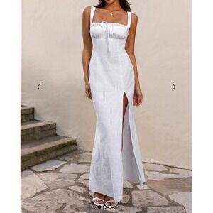Hello Molly Shimmering Shore Maxi Dress White Size Large